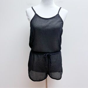 Live Love Dream Black Sheer Mesh Swimsuit Cover Romper Size Medium